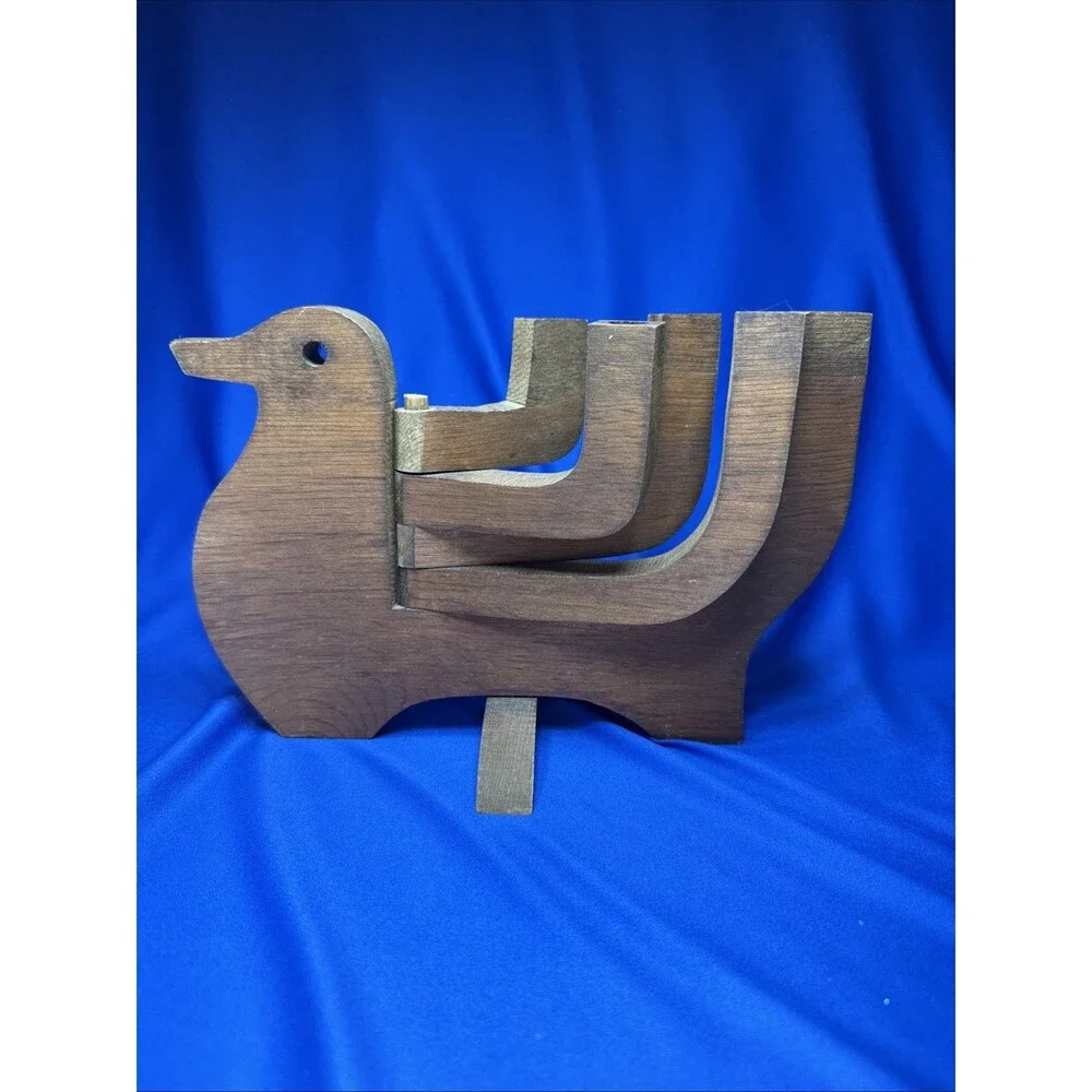 Swedish Wooden Dove Candelabra MCM Articulated Swing Arm (5) Candle Holder Taper
